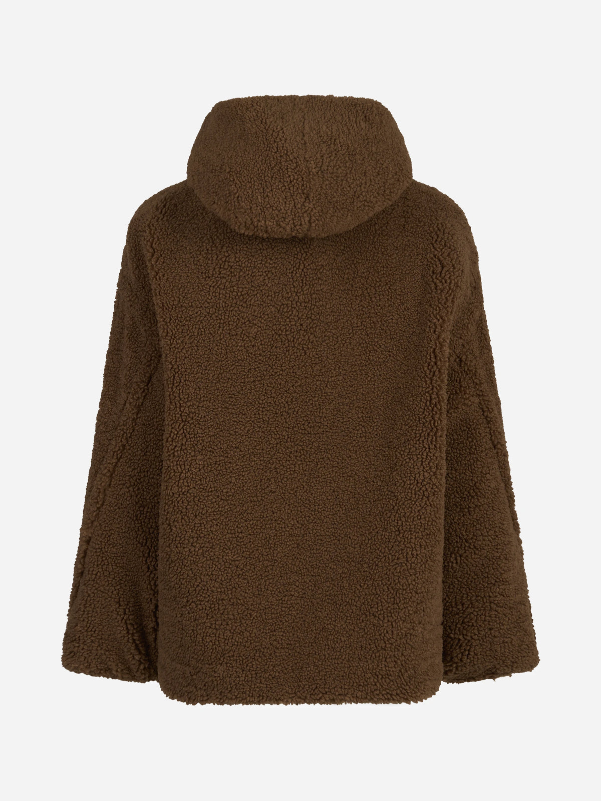 Giacca effetto teddy con cappuccio marrone - vista posteriore