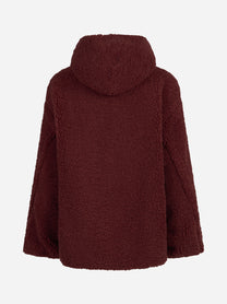 Giacca effetto teddy con cappuccio rossa - vista posteriore