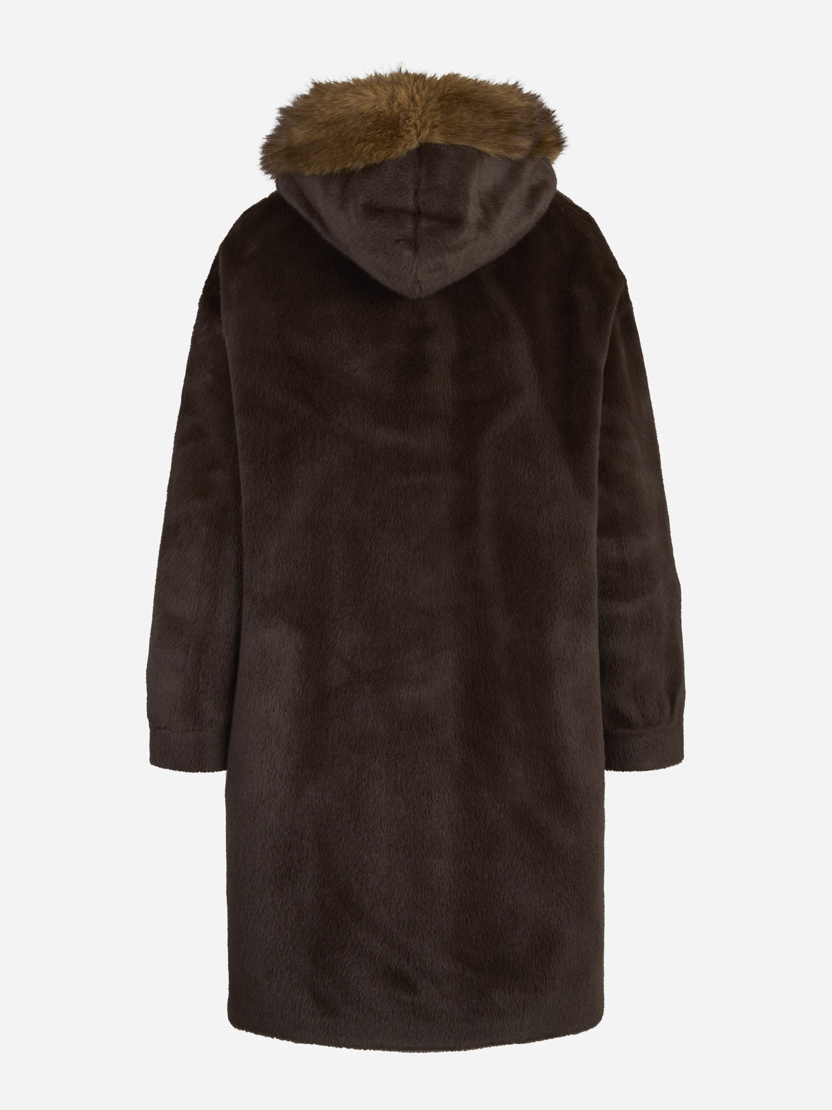 Parka lungo in pelliccia sintetica marrone BETTA CORRADI - vista posteriore
