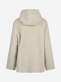 Giacca reversibile con cappuccio e tasche bianca - vista posteriore, lato in pelliccia sintetica