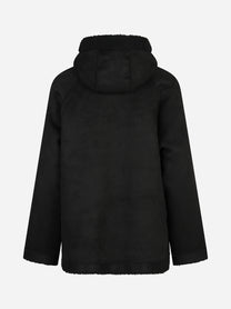 Giacca reversibile con cappuccio e tasche nera - vista posteriore, lato liscio