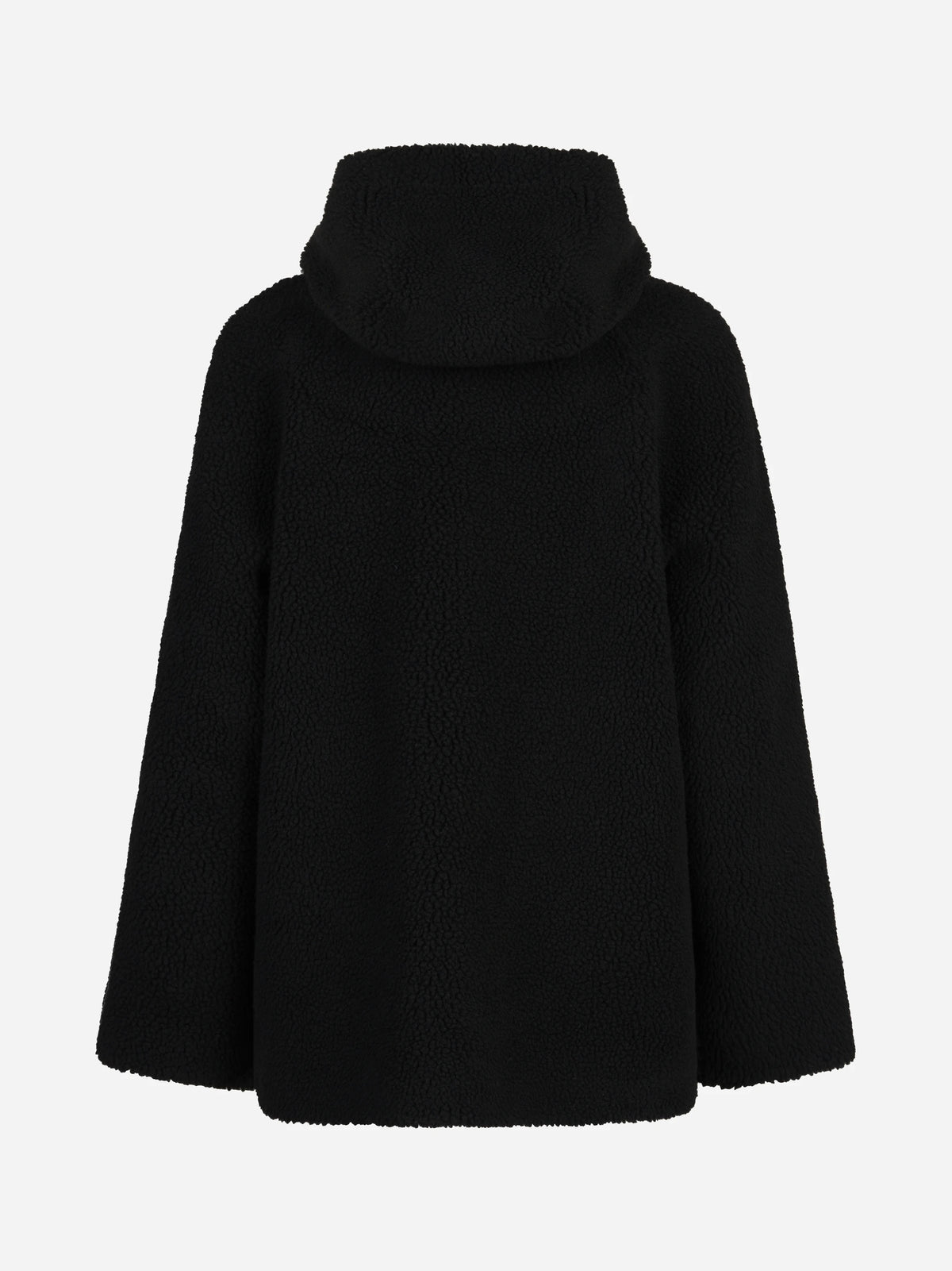 Giacca reversibile con cappuccio e tasche nera - vista posteriore, lato teddy