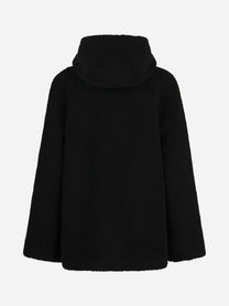 Giacca reversibile con cappuccio e tasche nera - vista posteriore, lato teddy