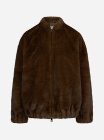 Bomber oversize in pelliccia sintetica marrone BETTA CORRADI - vista frontale