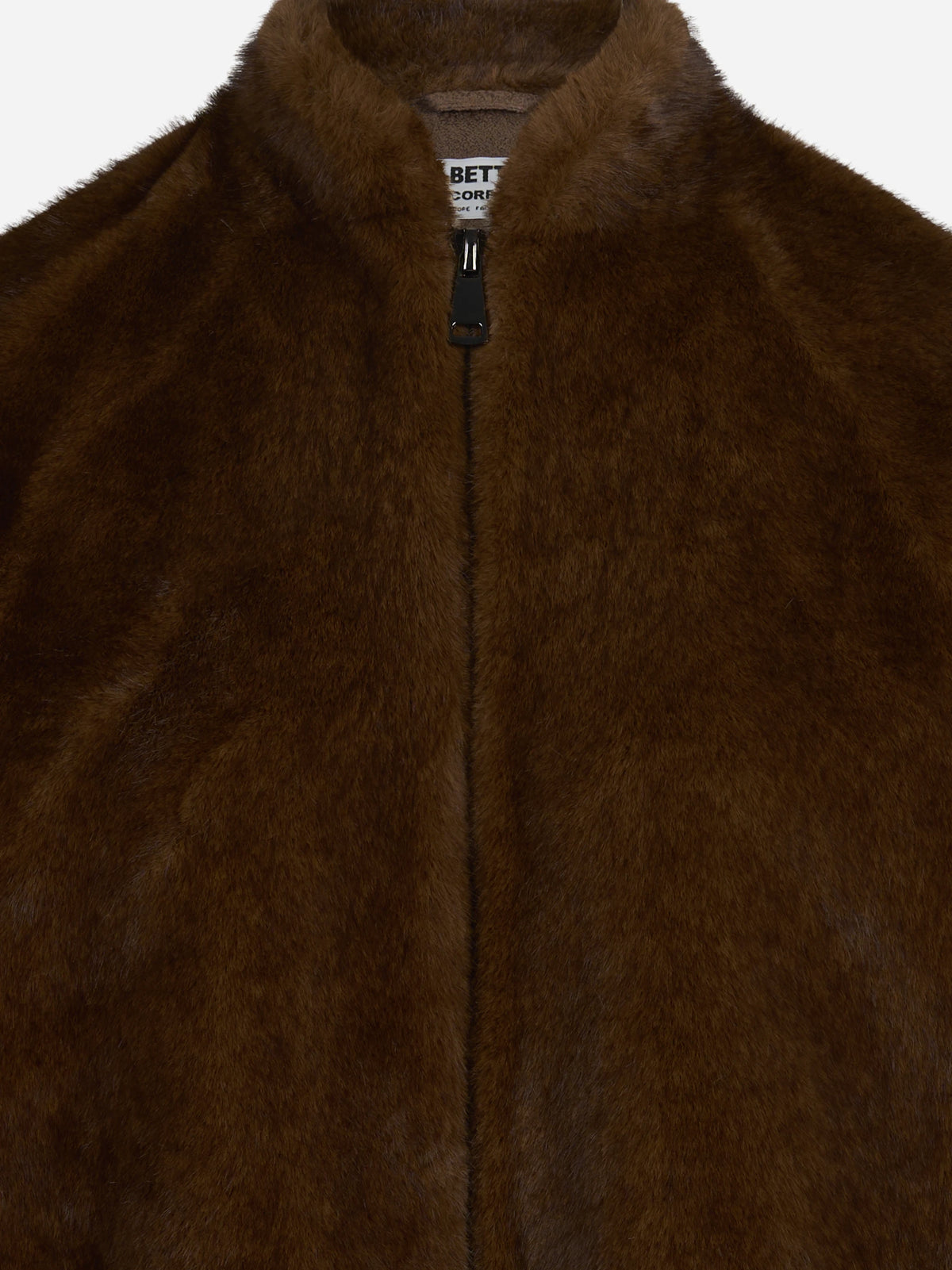 Bomber oversize in pelliccia sintetica marrone BETTA CORRADI - dettaglio