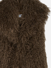 Gilet in pelliccia sintetica a pelo lungo marrone BETTA CORRADI - dettaglio