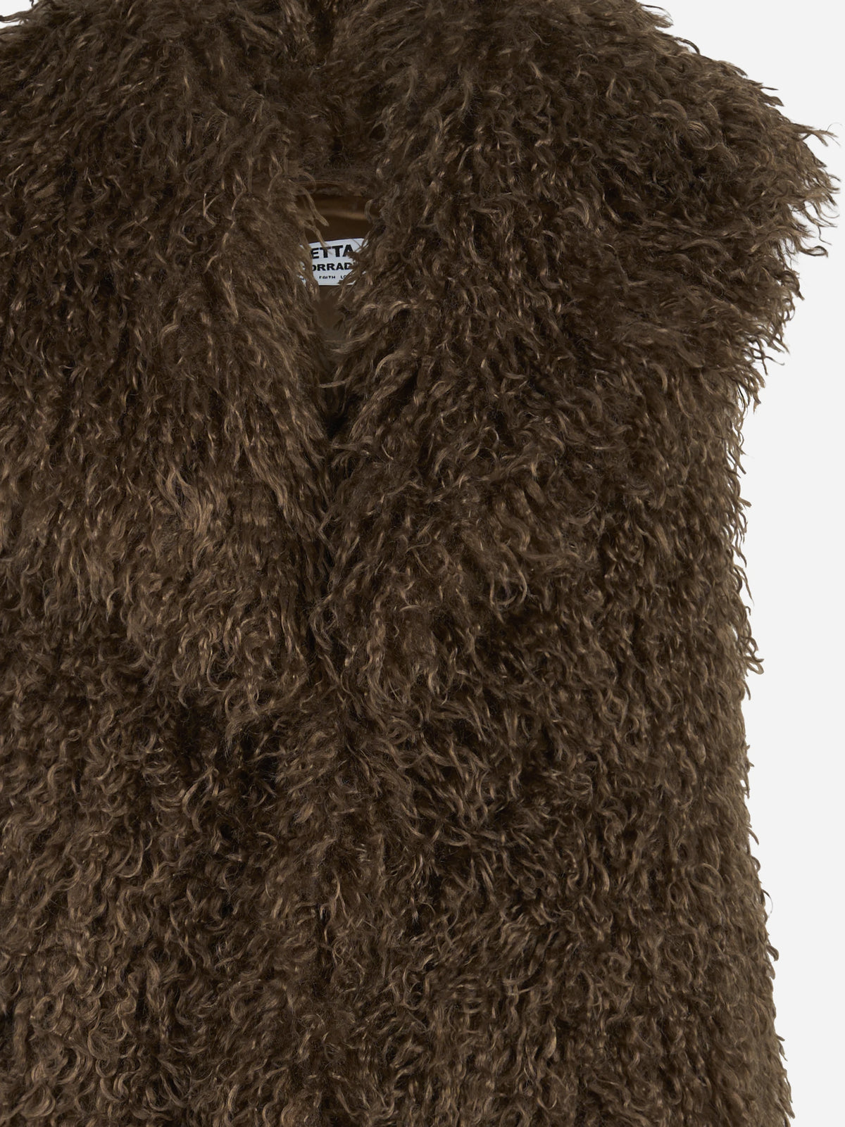 Gilet in pelliccia sintetica a pelo lungo marrone BETTA CORRADI - dettaglio