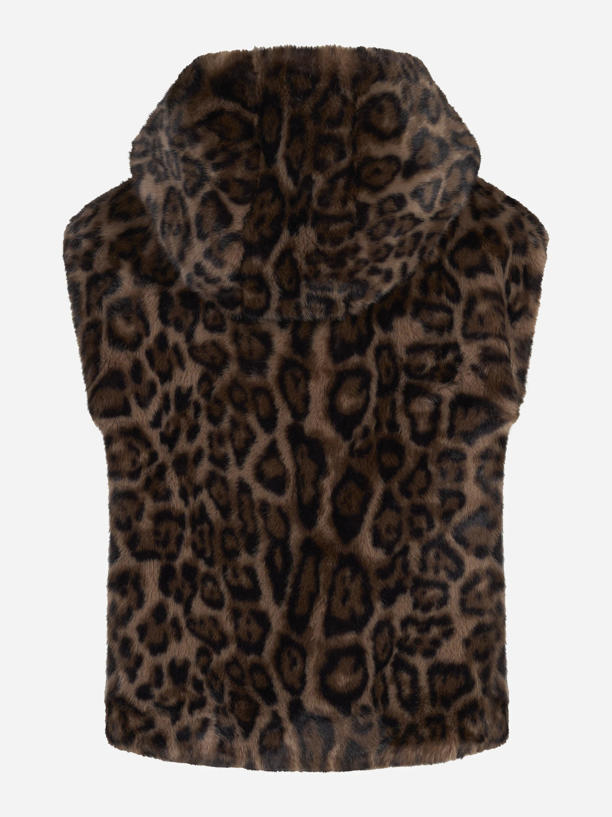 Gilet in pelliccia sintetica leopardata con cappuccio BETTA CORRADI - vista posteriore