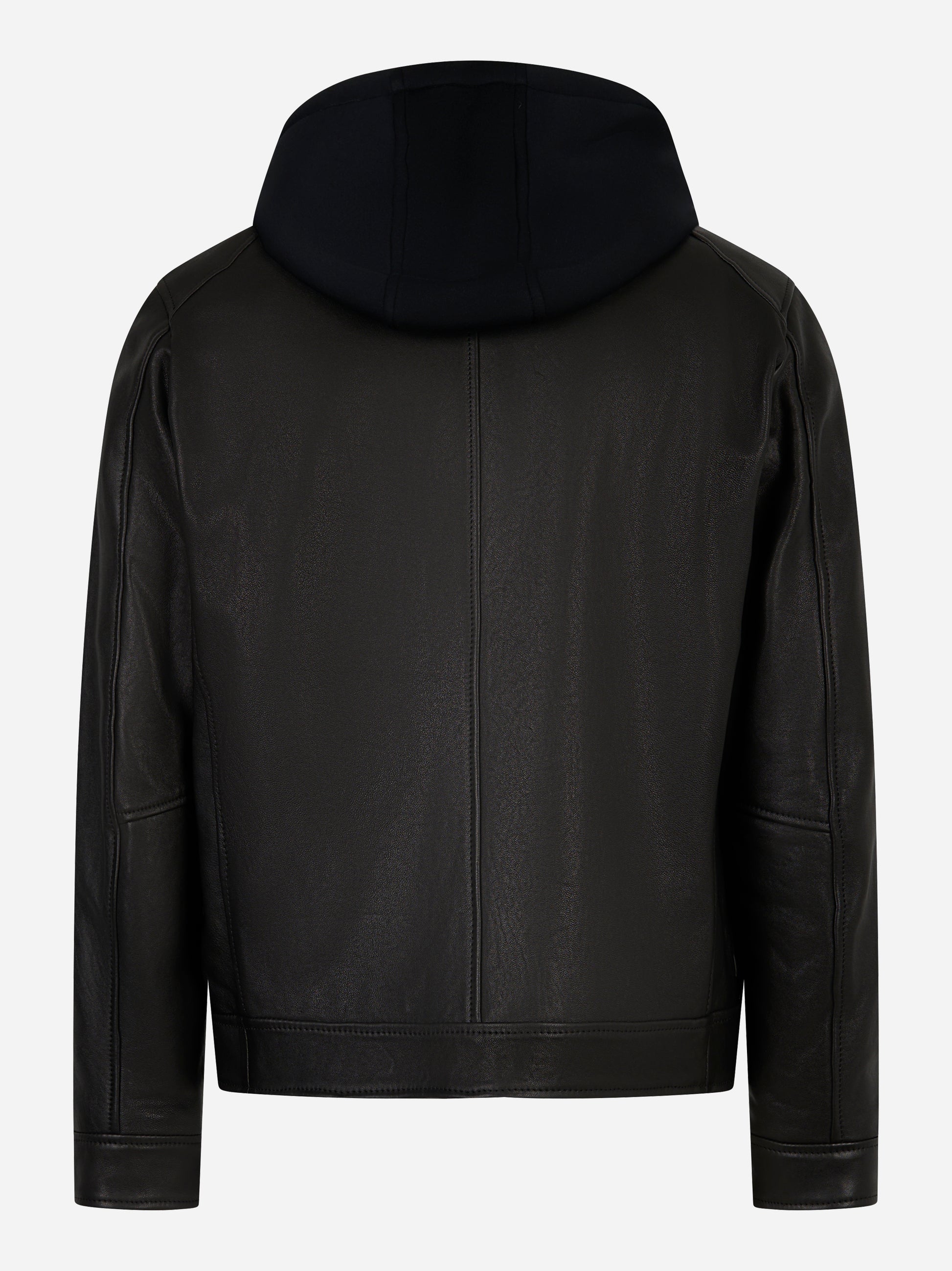 Biker slim in pelle nera con cappuccio Dondup - retro
