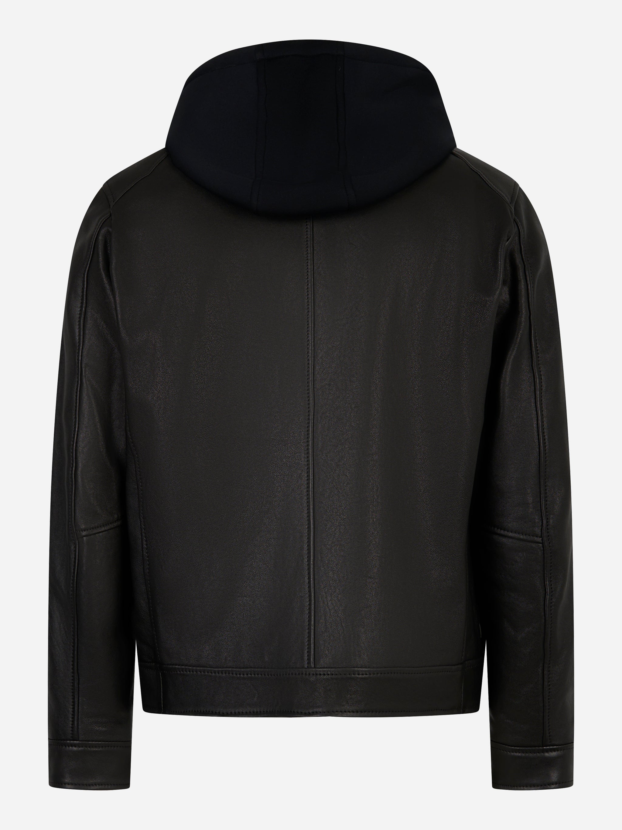 Biker slim in pelle nera con cappuccio Dondup - retro
