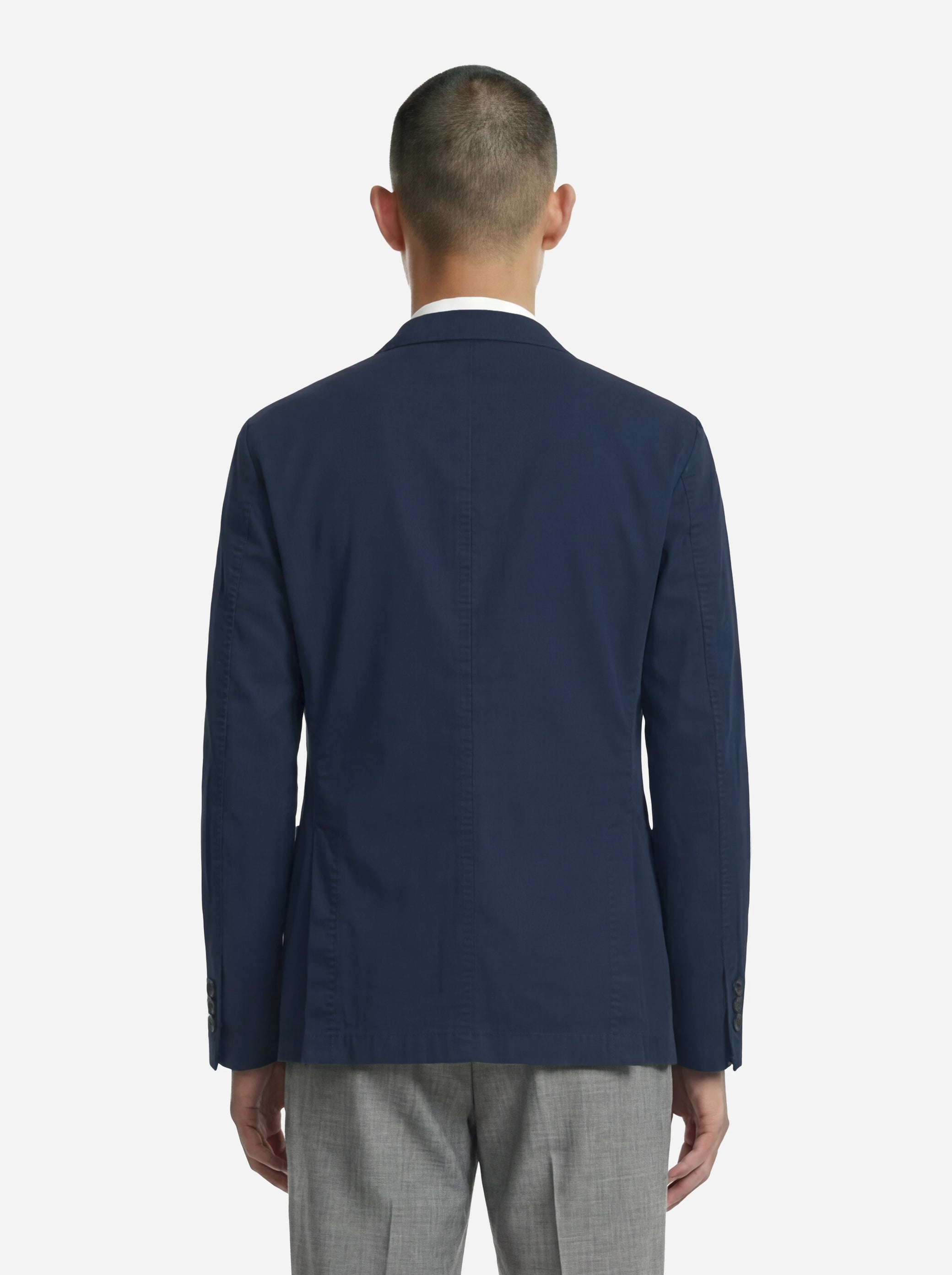 Blazer monopetto blu in cotone elasticizzato