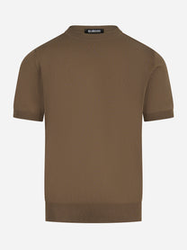 Maglia girocollo manica corta in cotone marrone