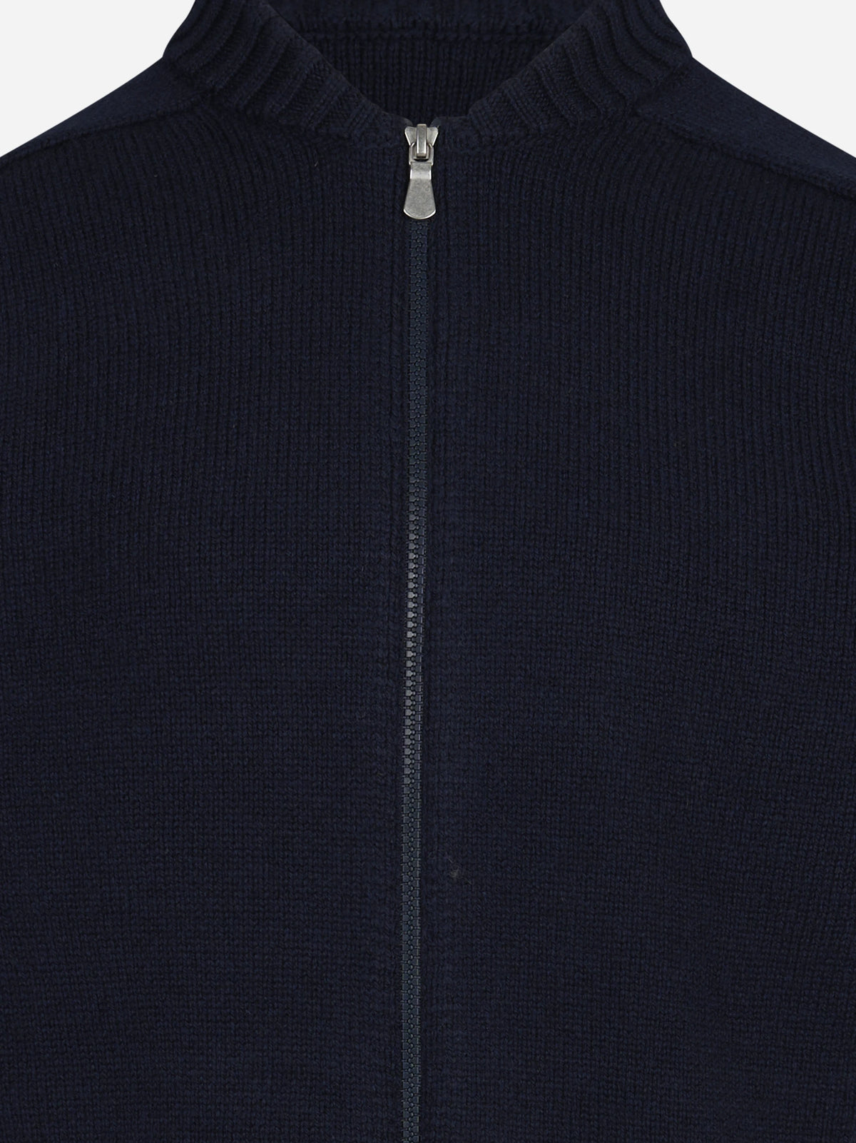 Giubbino in lana vergine con zip blu - dettaglio