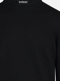 Maglia girocollo in lana merino finezza 7 nera - dettaglio del prodotto
