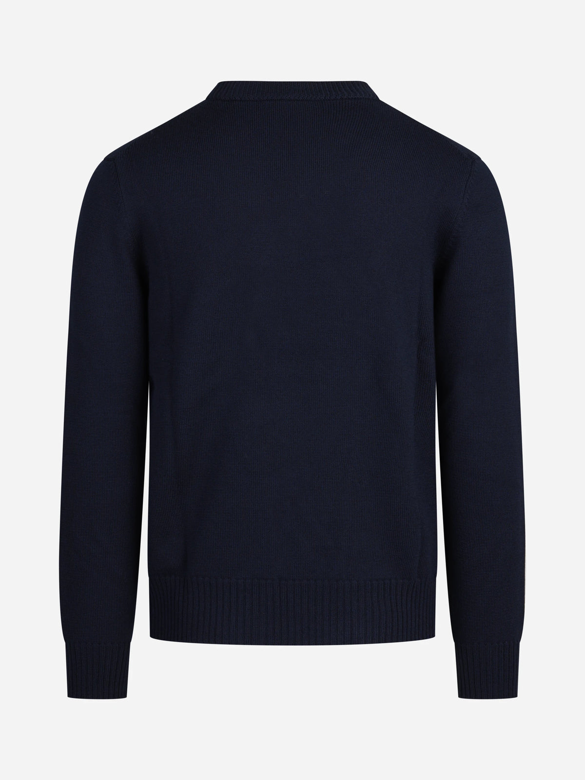 Maglia girocollo in lana merino finezza 7 blu - vista posteriore