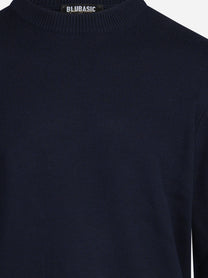 Maglia girocollo in lana merino finezza 7 blu - dettaglio del prodotto