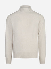 Maglia lupetto in lana vergine beige - vista frontale
