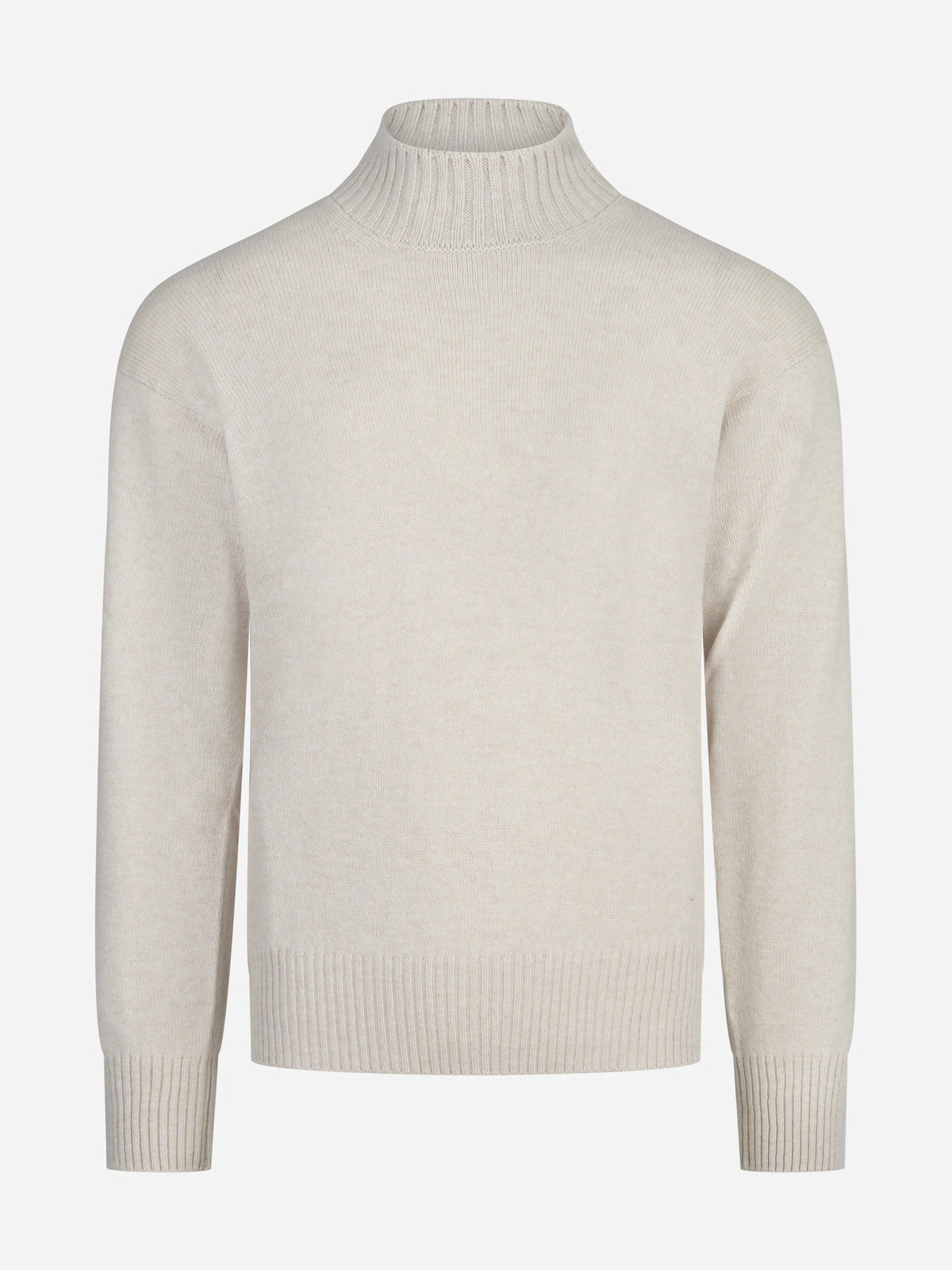 Maglia lupetto in lana vergine beige - vista frontale
