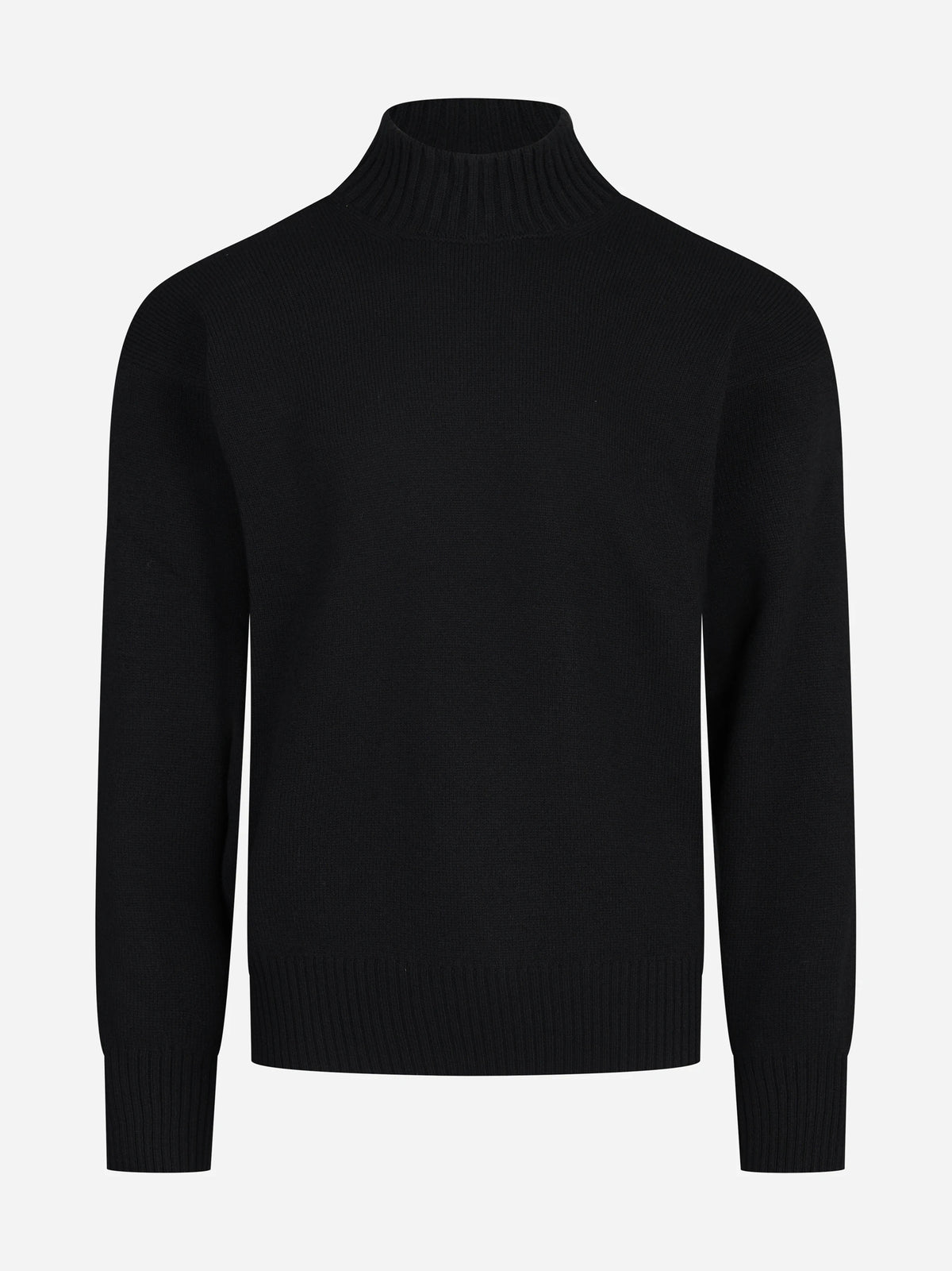 Maglia lupetto in lana vergine nero - vista frontale