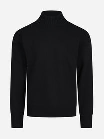 Maglia lupetto in lana vergine nero - vista frontale