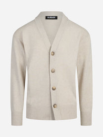 Cardigan in lana vergine beige - vista frontale