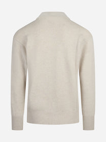 Cardigan in lana vergine beige - vista posteriore
