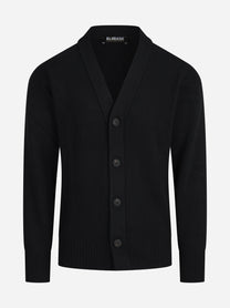Cardigan in lana vergine nero - vista frontale