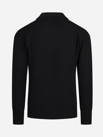Cardigan in lana vergine nero - vista posteriore
