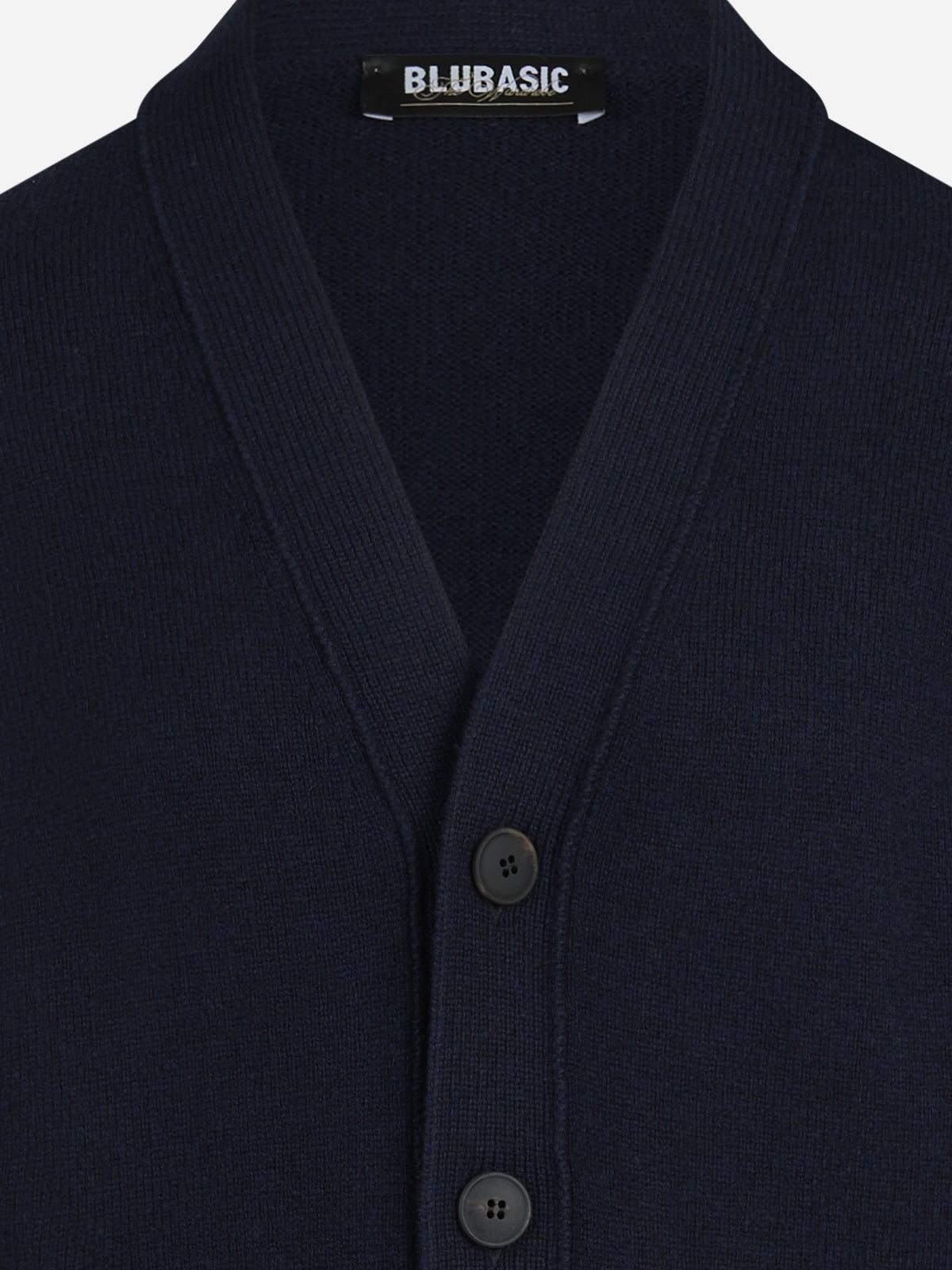 Cardigan in lana vergine blu - dettaglio del prodotto