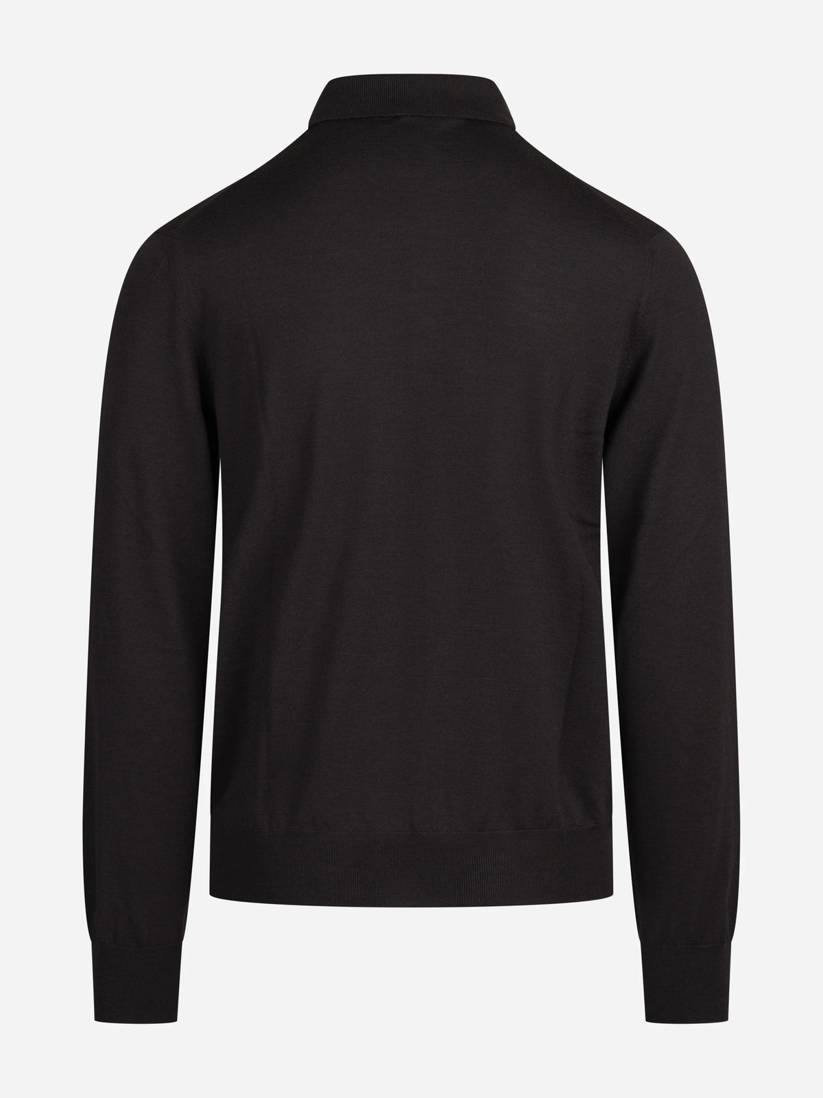 Polo a maniche lunghe in lana seta e cashmere marrone - vista posteriore