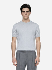 Maglia manica corta in seta grigia
