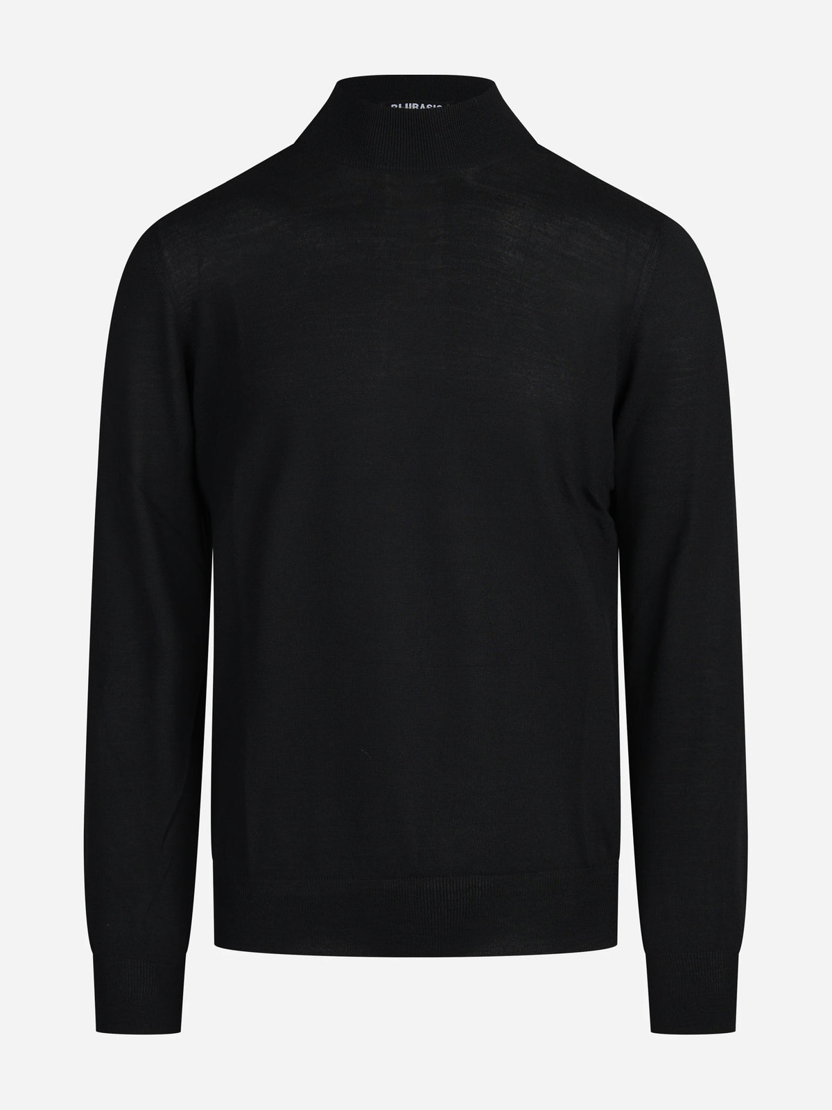Maglia girocollo in lana vergine nero - vista frontale