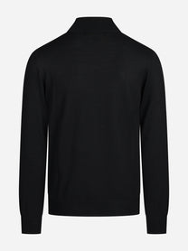 Maglia girocollo in lana vergine nero - vista posteriore