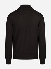 Maglia girocollo in lana vergine marrone - vista posteriore