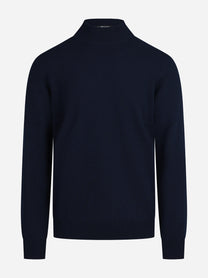 Maglia lupetto in cashmere blu - vista frontale
