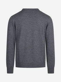 Maglia girocollo in lana merino finezza 12 grigia - vista posteriore