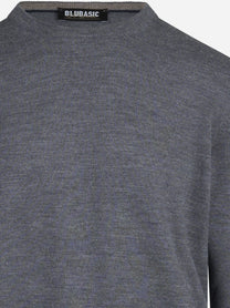 Maglia girocollo in lana merino finezza 12 grigia - dettaglio del prodotto