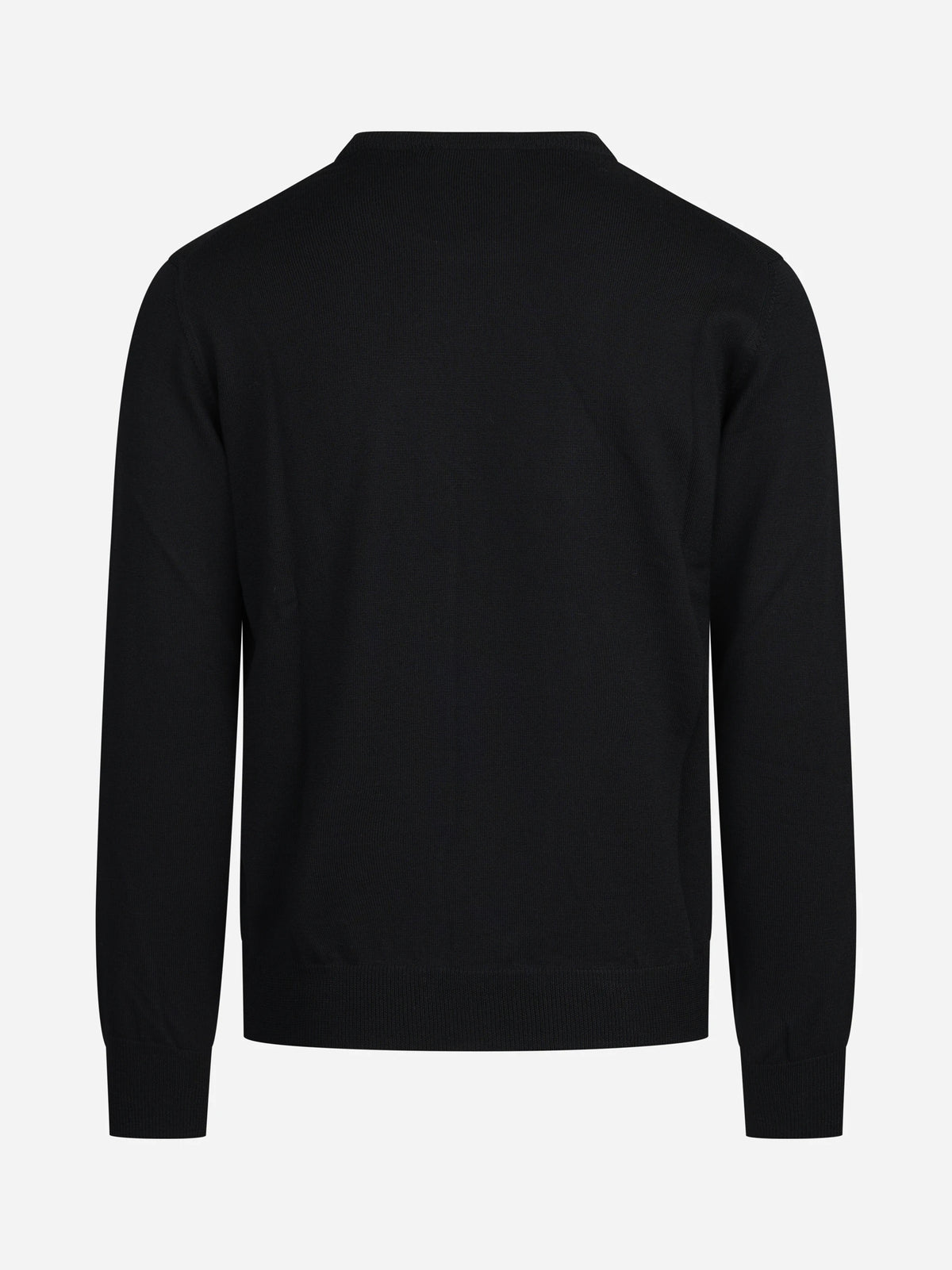 Maglia girocollo in lana merino finezza 12 nera - vista posteriore