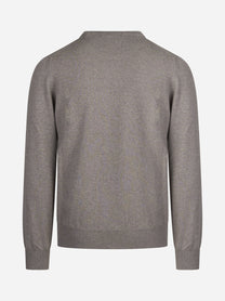 Maglia girocollo in lana merino marrone - vista posteriore