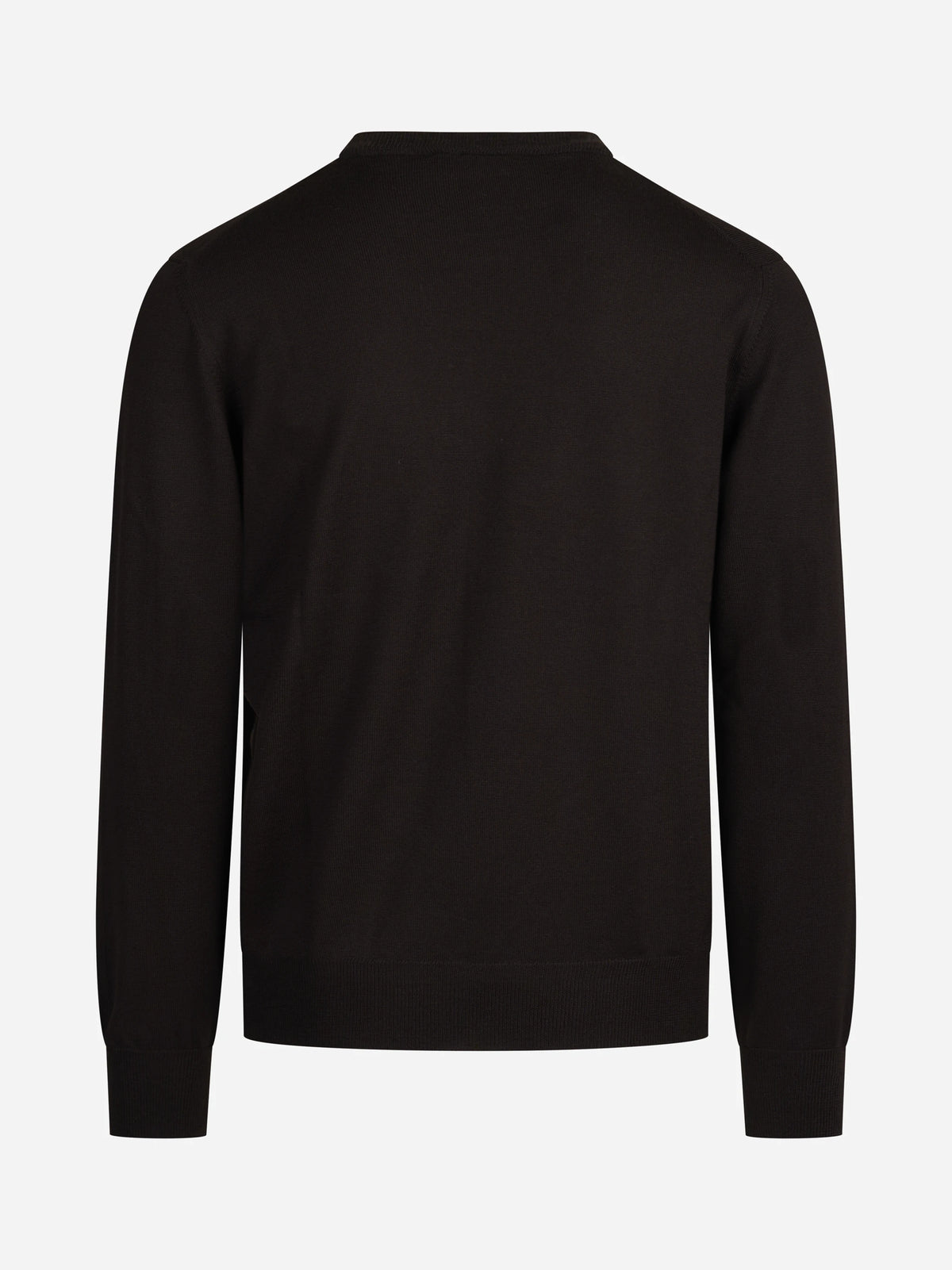 Maglia girocollo in lana merino finezza 12 marrone - vista posteriore