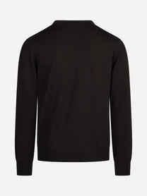 Maglia girocollo in lana merino finezza 12 marrone - vista posteriore