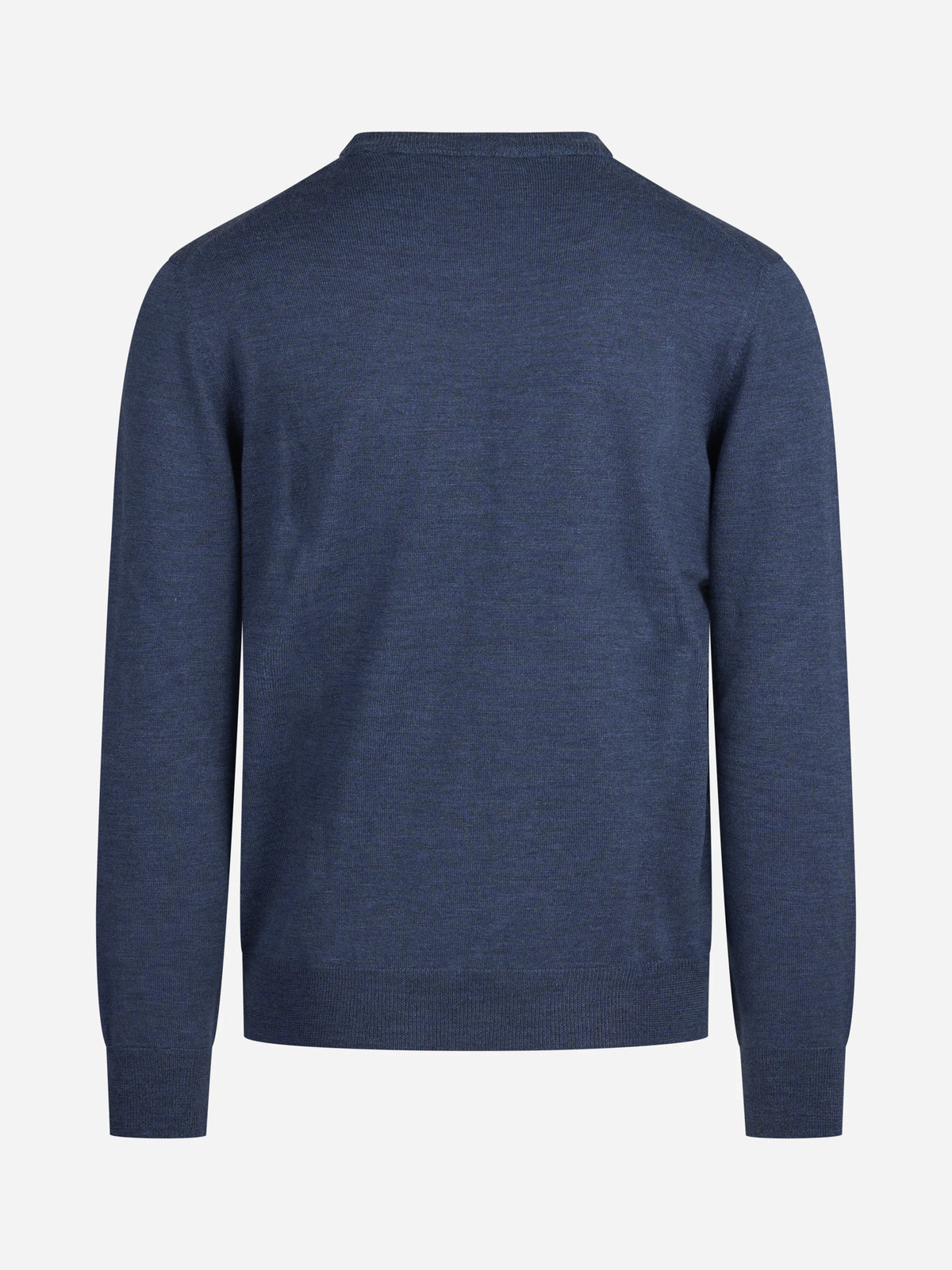 Maglia girocollo in lana merino finezza 12 blu - vista posteriore