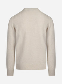 Maglia girocollo in cashmere beige - vista posteriore