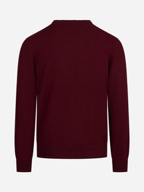 Maglia girocollo in cashmere rossa - vista posteriore