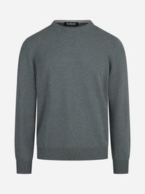 Maglia girocollo in cashmere verde - vista frontale