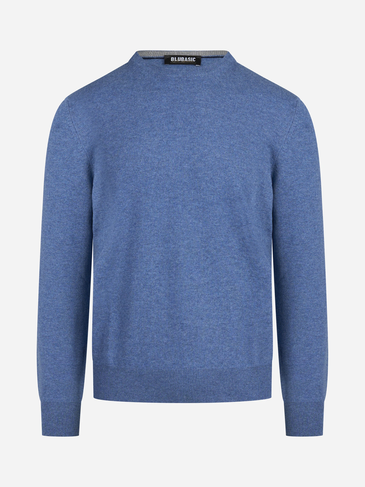 Maglia girocollo in cashmere blu - vista frontale