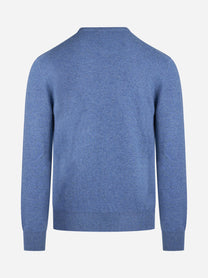 Maglia girocollo in cashmere blu - vista posteriore