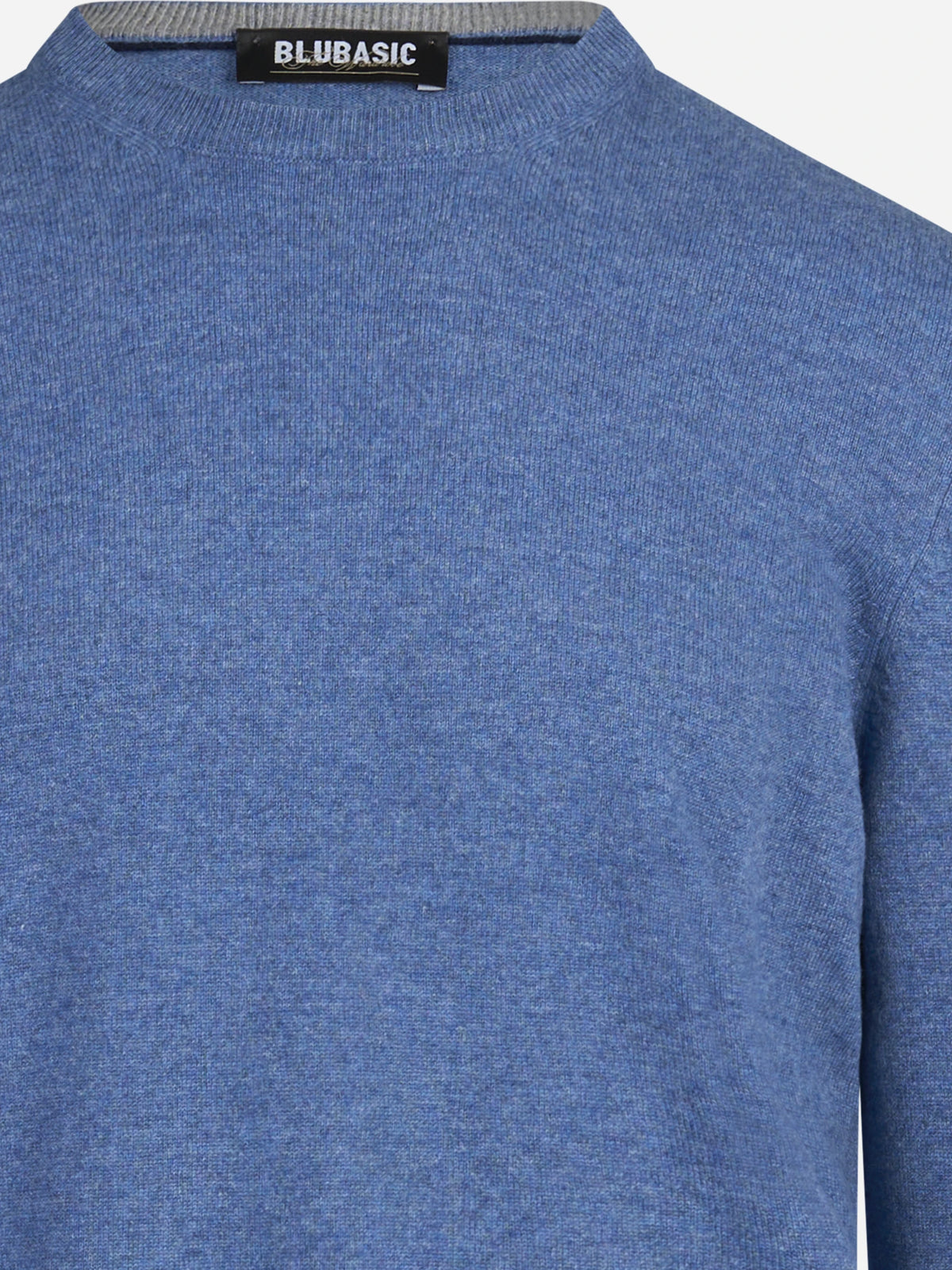 Maglia girocollo in cashmere blu - dettaglio del prodotto