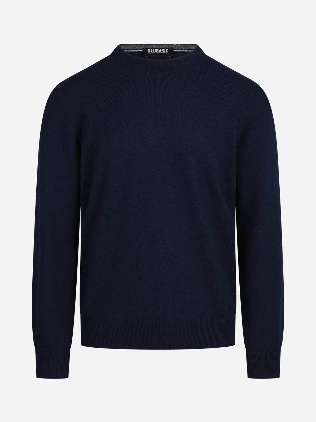 Maglia girocollo in cashmere blu - vista frontale