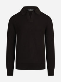 Polo skipper in lana vergine marrone - vista frontale
